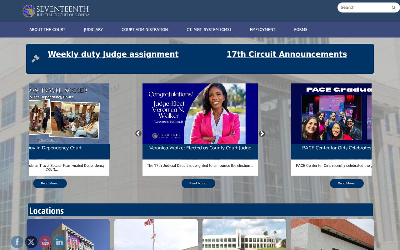 Seventeenth Judicial Circuit website serving Lauderhill and Broward County