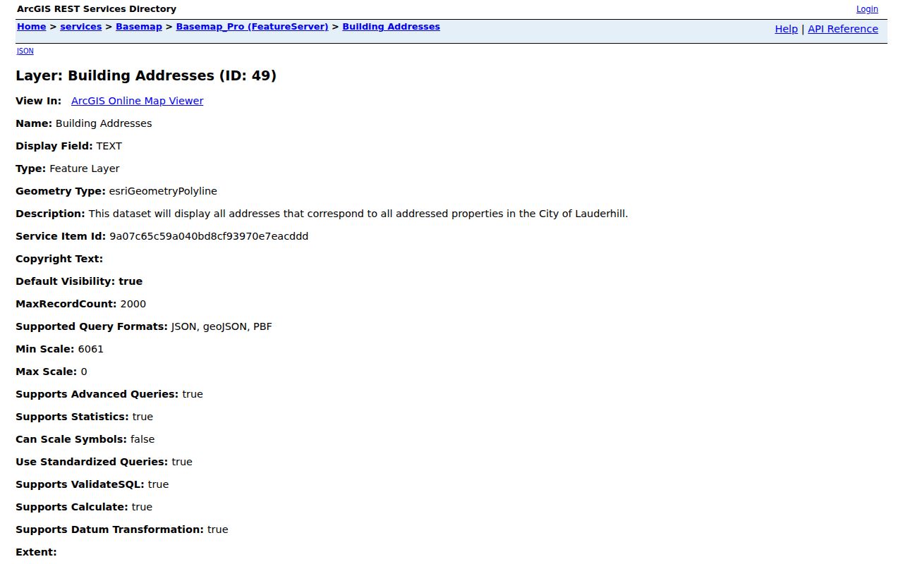 Lauderhill street directory building address layer