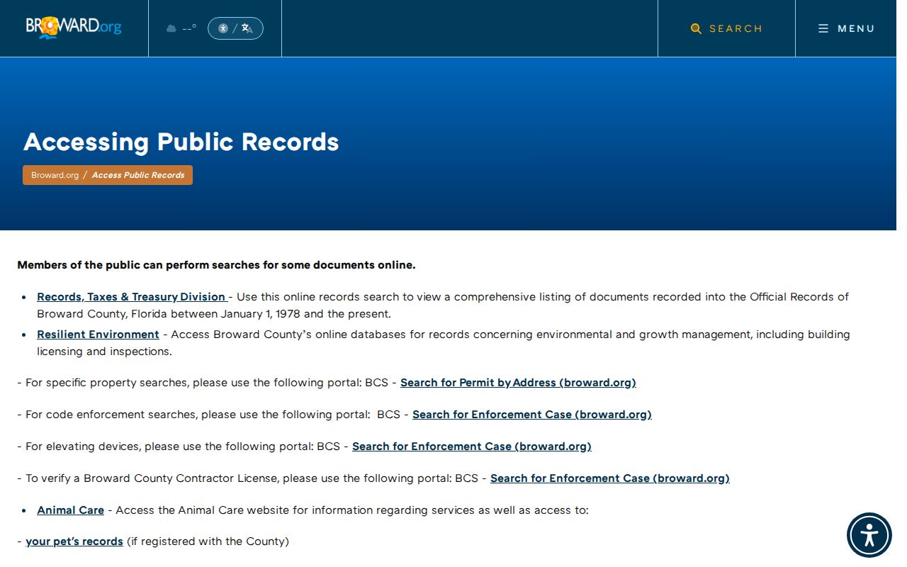Lauderhill street directory county records request portal